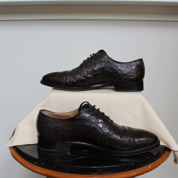 Bally Scribe genuine Alligator Men's dark brown lace ups US size 10 Switzerland - Picture 3 of 10